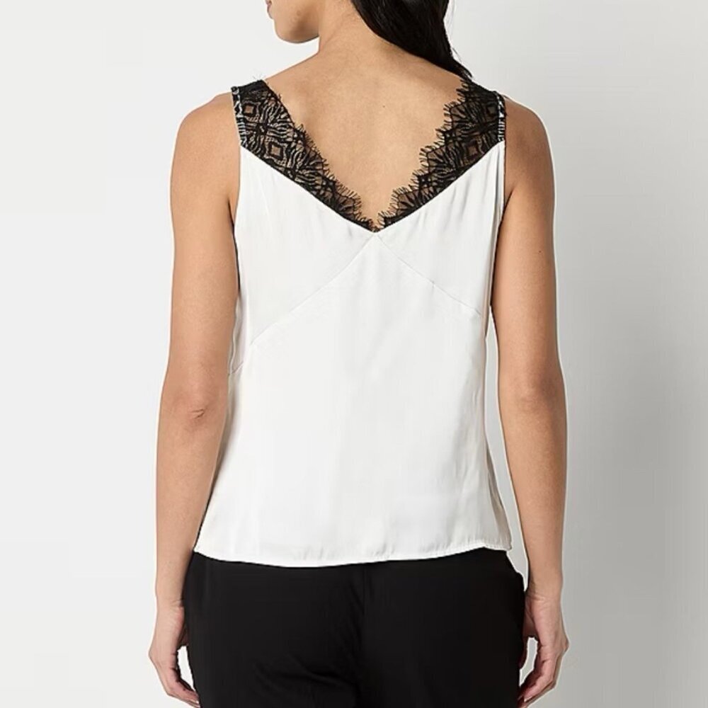 Worthington Women's Sleeveless Tank Top Size M White Black V-Neck NWT $49 - Picture 2 of 15